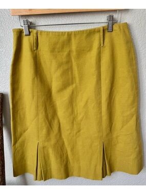 Etcetera cotton linen chartreuse mini skirt